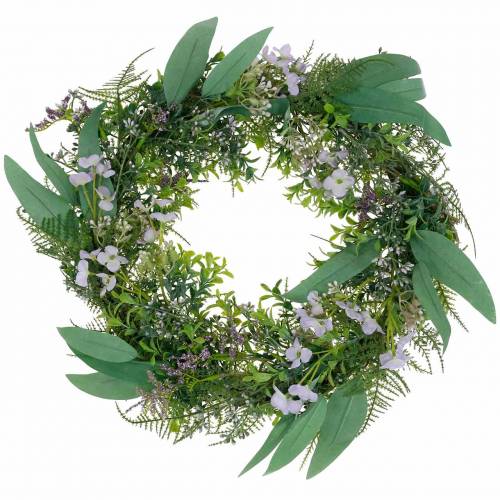 Floristik24.ie Decorative wreath eucalyptus, fern, flowers. Artificial