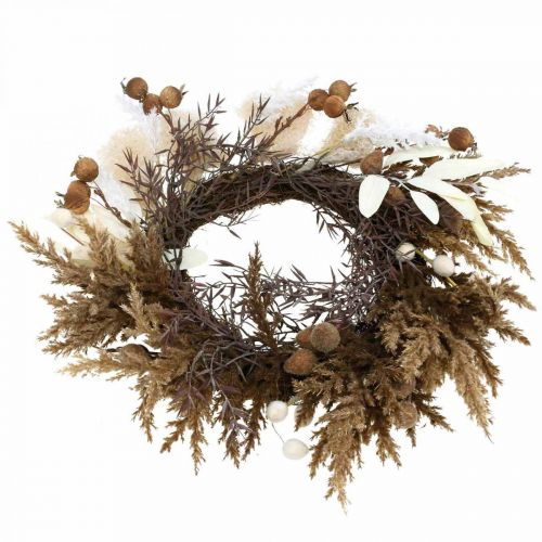 Floristik24 Decorative wreath artificial dry grass and fruits door wreath Ø50cm