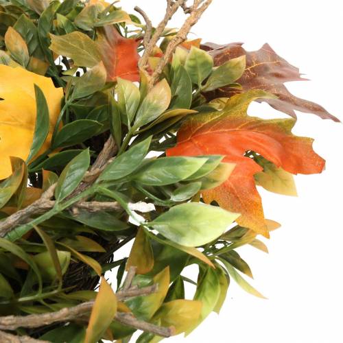 Product Wreath of autumn leaves artificially green, yellow, orange Ø45cm