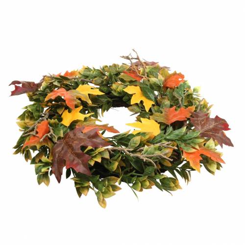 Floristik24 Wreath of autumn leaves artificially green, yellow, orange Ø45cm