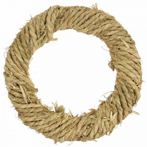 Braided straw wreath Ø37cm natural rustic straw decoration