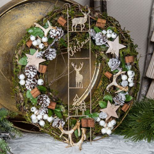 Floristik24 Wreath natural wreath wooden wreath branches moss glitter Ø40cm
