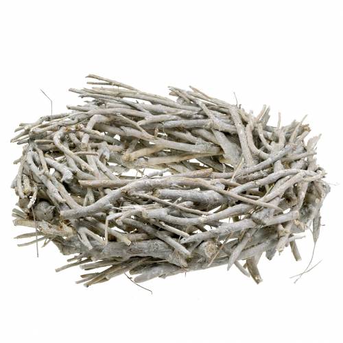 Floristik24 Decorative wreath made of white washed branches Ø50cm