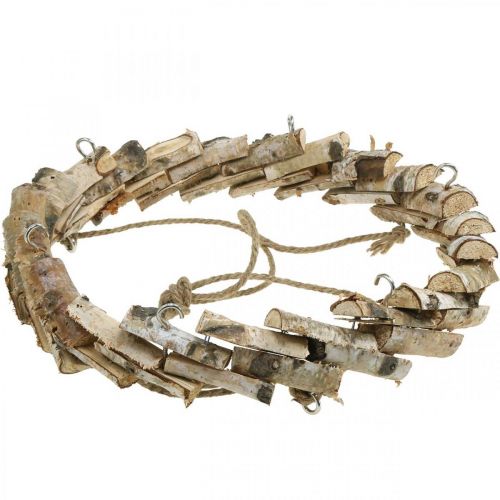Product Wooden wreath for hanging with hook made of birch wood Ø35cm - Natural decoration for spring, macrame, flowers &amp; herbs