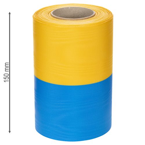 Product Moiré wreath ribbons 150mm in blue and yellow - premium mourning and decorative ribbon, for celebrations, bow ribbon