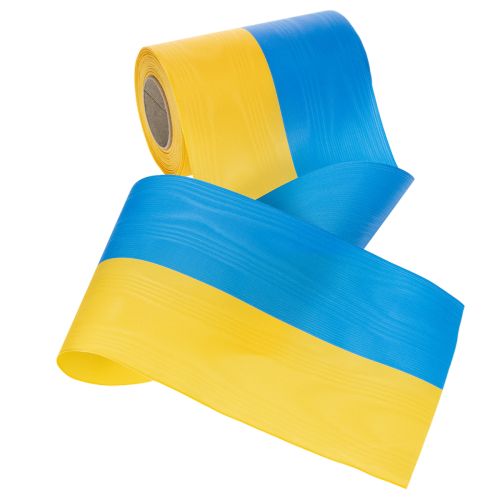 Product Moiré wreath ribbons 150mm in blue and yellow - premium mourning and decorative ribbon, for celebrations, bow ribbon