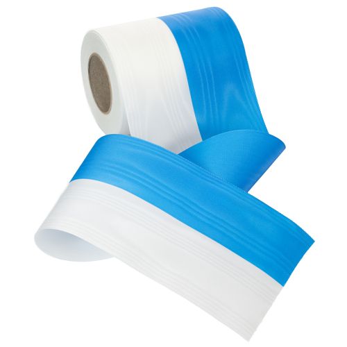 Product Moiré Blue and White Wreath Ribbon 125 mm – High-quality mourning and decorative ribbon, national ribbon with an elegant look, 25m roll