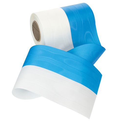 Product Moiré blue and white wreath ribbons, 150 mm