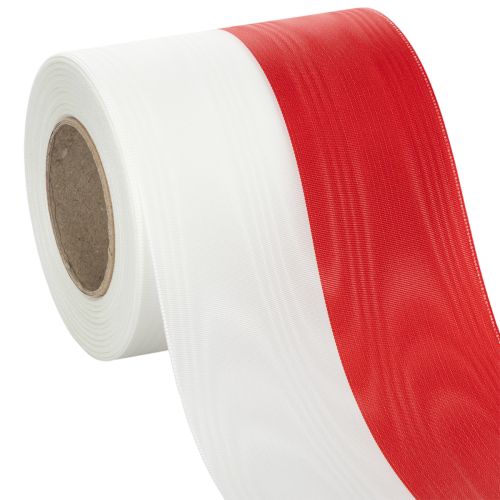 Product Moiré white-red wreath ribbons 100 mm