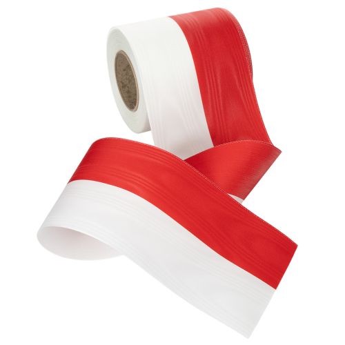 Product Moiré white-red wreath ribbons 100 mm