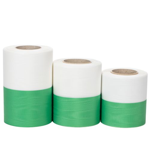 Green and white moiré wreath ribbons, various widths, 25m buy online | Floristik24.ie
