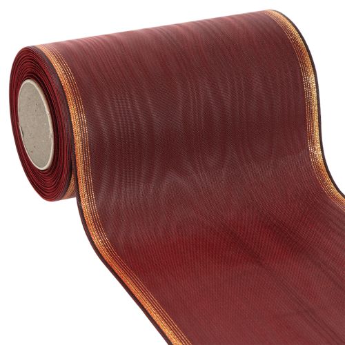 Bordeaux wreath ribbon with gold edge, 175mm, decorative buy online | Floristik24.ie