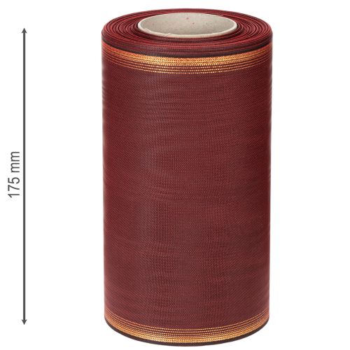 Product Bordeaux wreath ribbon with gold edge, 175mm, decorative