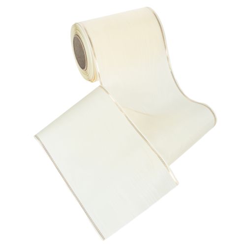 Product Cream-colored wreath ribbon with gold edge, supersatin, 125mm wide, 25m long - Waterproof, ideal for computer printing &amp; environmentally friendly