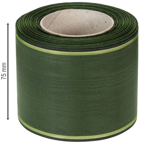 Product Dark green wreath ribbon with gold edge, 75mm wide, 25m long - Ideal for funeral ribbons and floristry