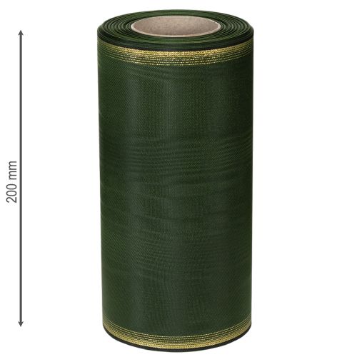 Product Moiré wreath ribbon 200mm dark green with pearl edge and taffeta weave - decorative ribbon for celebrations and funeral floristry, 25m