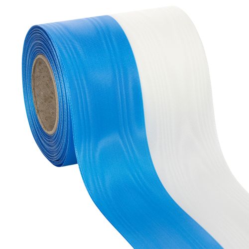Product Moiré blue and white wreath ribbon, 100mm decorative taffeta ribbon
