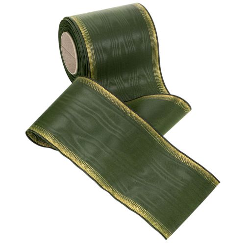 Product Wreath ribbon moiré dark green 100mm decorative ribbon taffeta ribbon