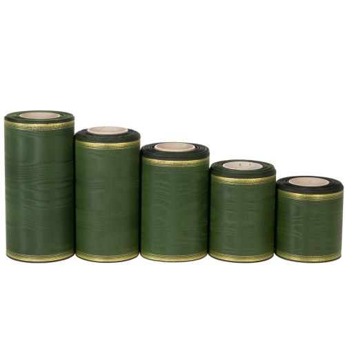 Floristik24 Dark green moiré wreath ribbon