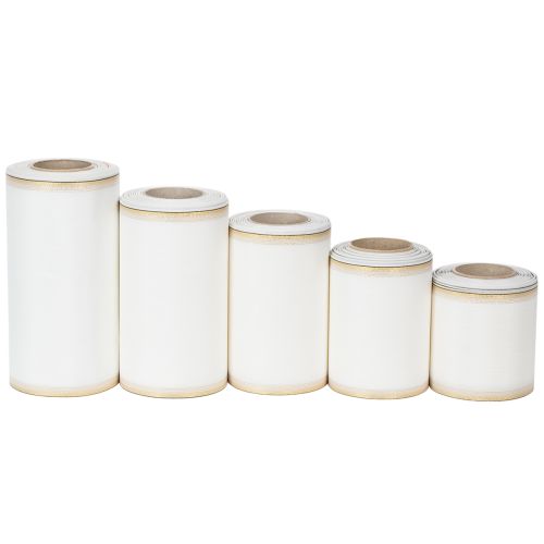Floristik24 White moiré wreath ribbon with gold pearl edge, funeral floristry ribbon, waterproof and environmentally friendly
