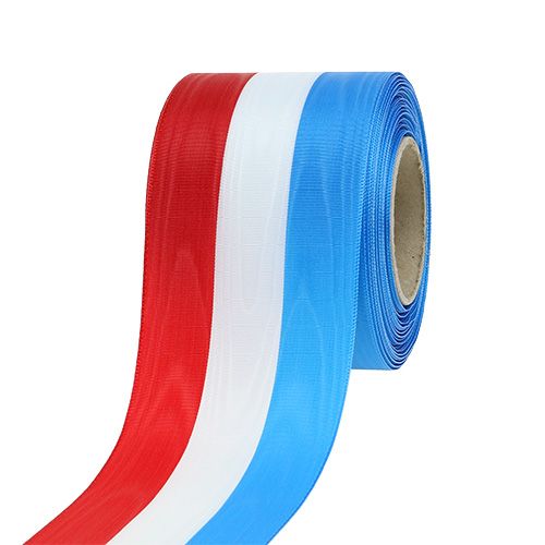 Floristik24 Wreath ribbon moiré blue-white-red 75mm