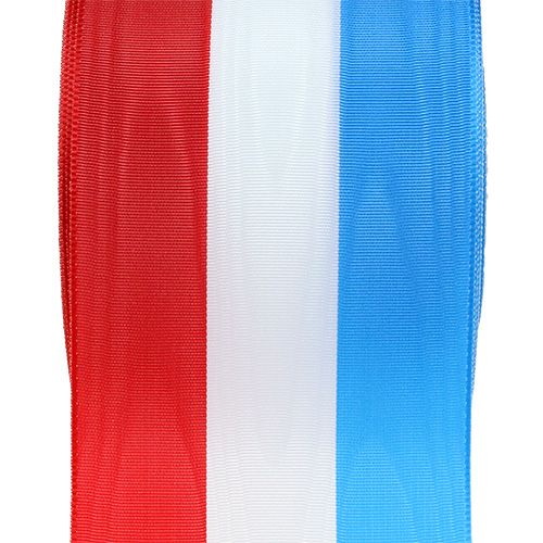 Floristik24 Wreath ribbon moiré blue-white-red 75mm