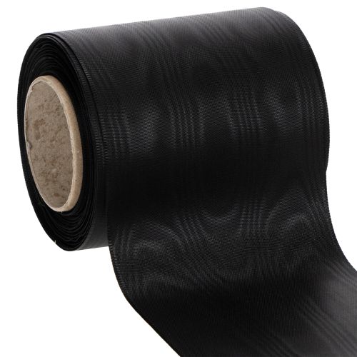Black wreath ribbon 100mm 25m - mourning ribbon, bow ribbon, decorative ribbon, floristry supplies buy online | Floristik24.ie