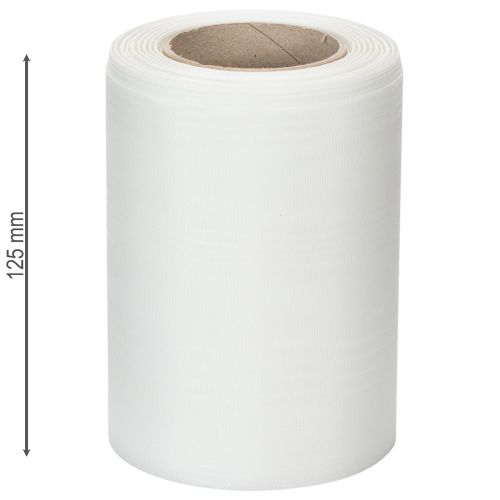 White wreath ribbon 125mm 25m decorative ribbon funeral service grave decoration | Floristik24.ie