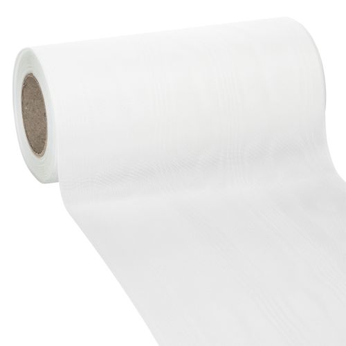 White wreath ribbon, 200mm wide, 25m roll, mourning ribbon, bow ribbon, decorative ribbon for funeral floristry and occasions buy online | Floristik24.ie