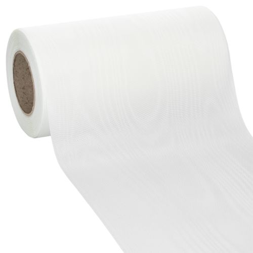 Floristik24 White wreath ribbon for funeral floristry, 175mm wide, 25m long, high-quality acetate ribbon