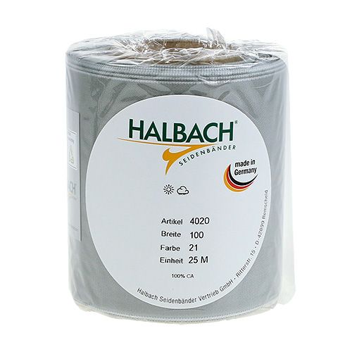 Product Satin wreath ribbon, silver, 100mm wide, 25m long, for funeral wreaths, memorial wreaths &amp; anniversaries, weatherproof &amp; compostable