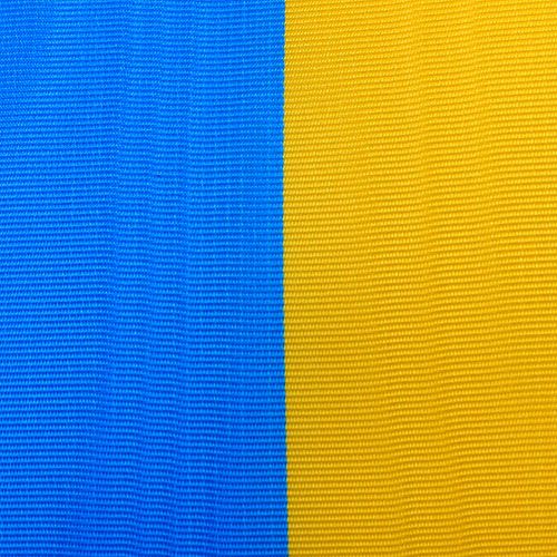 Product Wreath ribbons moiré blue-yellow 125 mm