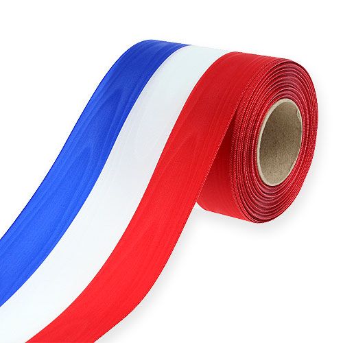 Product Wreath ribbons moiré blue-white-red 100 mm