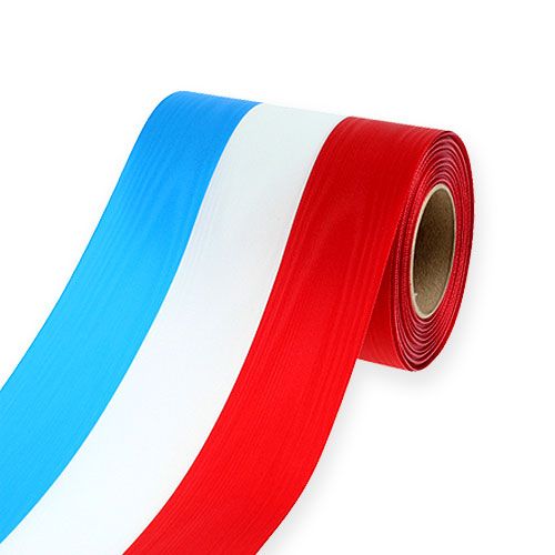 Floristik24 Wreath ribbons moiré blue-white-red 150 mm