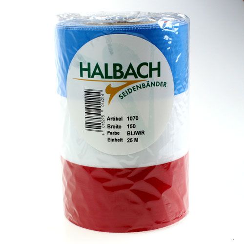 Floristik24 Wreath ribbons moiré blue-white-red 150 mm
