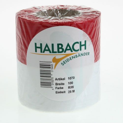 Floristik24 Wreath ribbons Moiré white-red 100 mm