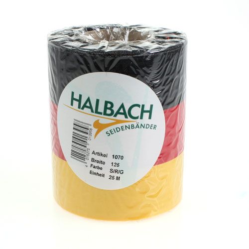 Floristik24 Wreath ribbons Moiré black-red-gold 125 mm