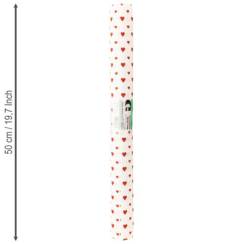 Product Crepe paper with hearts Florist&#39;s crepe Mothers Day red, white 50 × 250cm