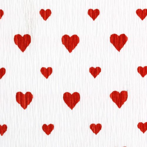 Product Crepe paper with hearts Florist&#39;s crepe Mothers Day red, white 50 × 250cm