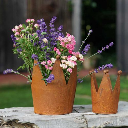 Floristik24 Crown made of metal rust decoration for planting patina Ø10.5cm H13.5cm