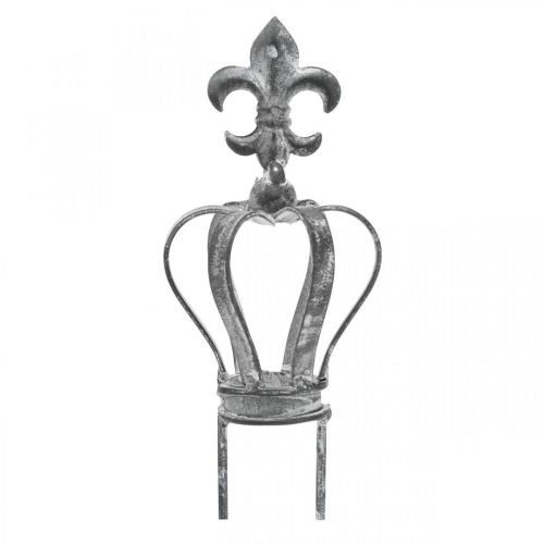 Floristik24 Decorative plug crown made of metal grey, washed white Ø6.5cm H12cm