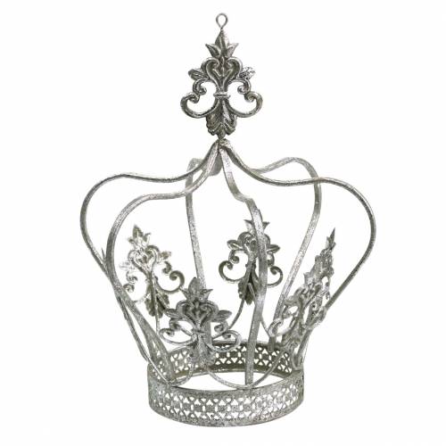 Floristik24 Decorative crown silver metal Ø17.3cm H22.5cm
