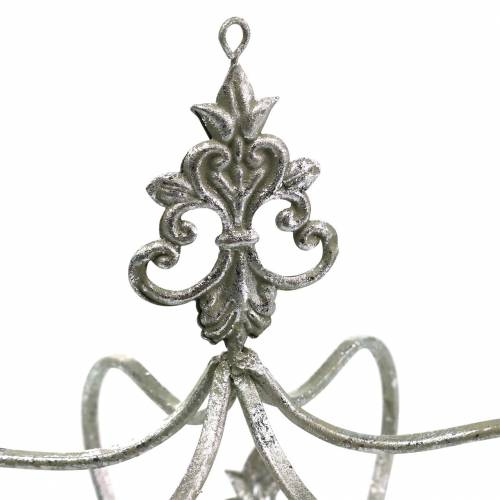 Floristik24 Decorative crown silver metal Ø17.3cm H22.5cm