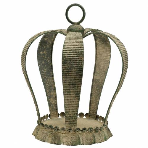 Floristik24 Decorative crown antique metal moss green, beige Ø28cm H36.5cm