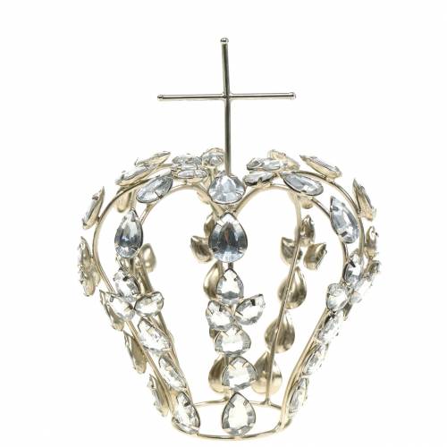 Floristik24 Crown with diamonds and cross silver Ø11cm H17cm