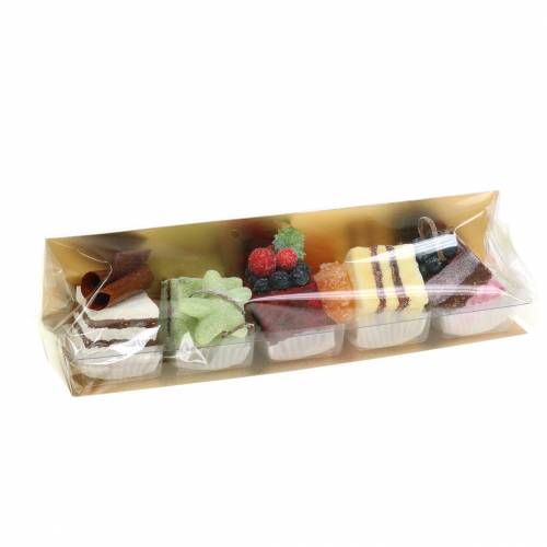 Floristik24 Artificial Cake Pieces Assorted 4×4cm 5 pcs