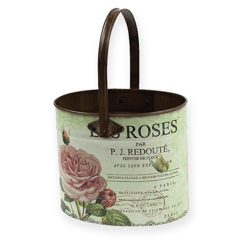 Floristik24 Decorative tub set with handle, rose motif 3pcs