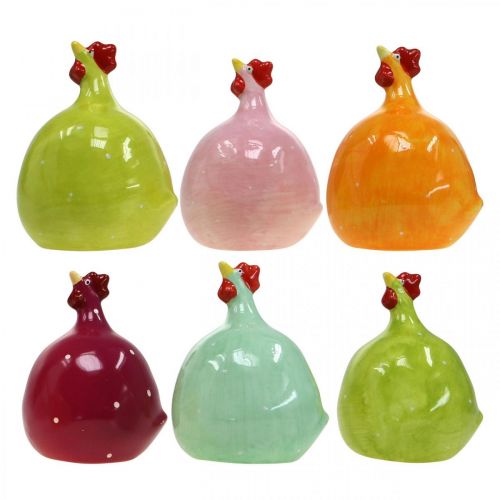 Floristik24 Decorative Chicken Ceramic, Funny Chicken Easter Decoration H10.5cm Assorted 6pcs
