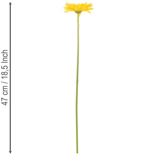 Artificial Gerbera Flowers, Sunny Yellow, Garden Flower, 47cm, 6 Pieces | Floristik24.ie