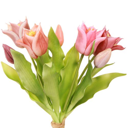 Product Artificial Flowers Crown Tulips Purple Pink 7 pcs in bunch 34cm